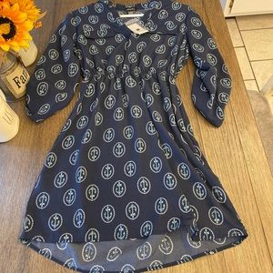 Juniors mid length dress with Anchor print